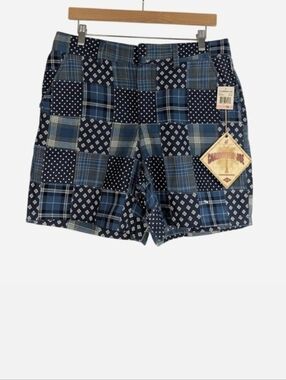 Caribbean Joe Patchwork Cotton Shorts Indigo Size 10